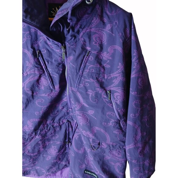Vintage Havoc Purple Snow Ski Jacket Pockets Size 14 Made In Korea Pull Over - Picture 3 of 16